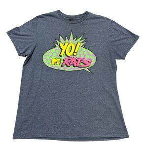 MTV Shirt Unisex Size Large Grey YO! Raps MTV Retro Graphic Short Sleeve T-Shirt